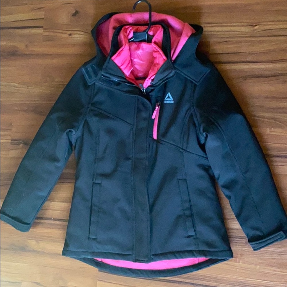 New 3 -1 REEBOK L/14 Black Coat Pink Liner Coat